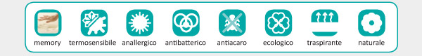 memory - termosensibile - anallergico - antibatterico - antiacaro - ecologico - traspirante - naturale